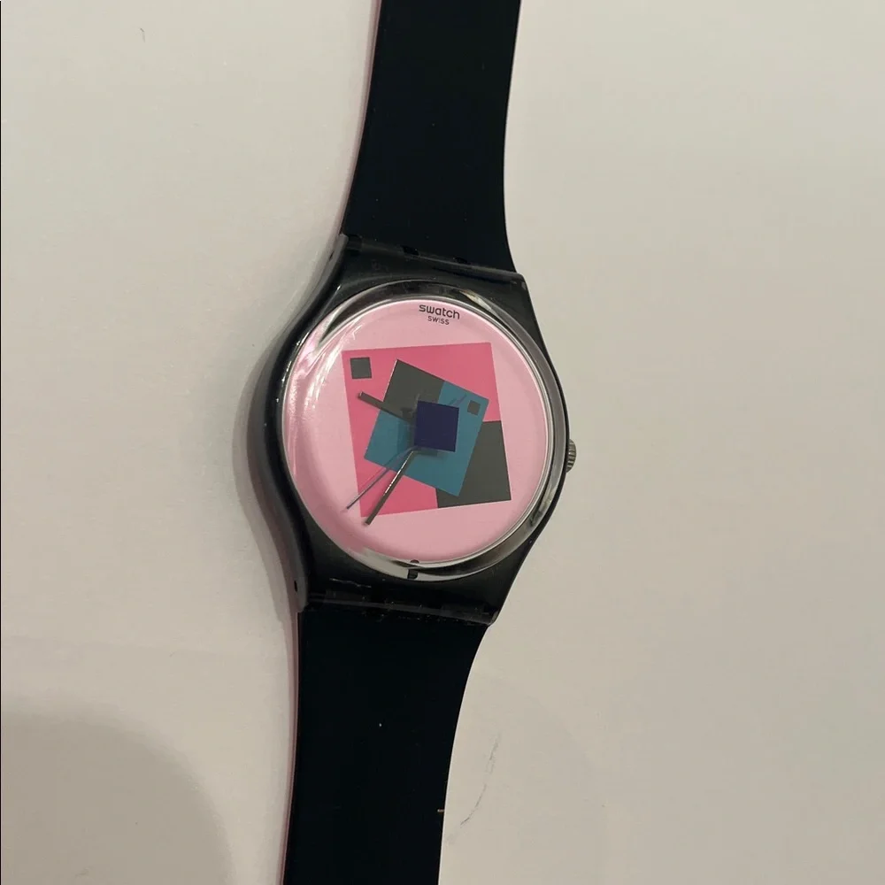 Swatch Watch Black and Pink